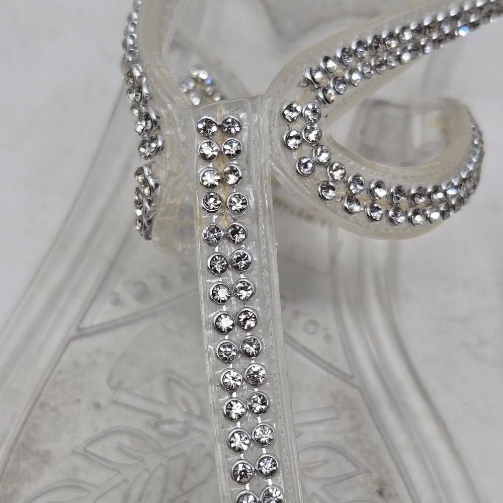 Steve Madden Women Rhinestone Clear Jelly Saba Sandals Manmade Summer 8 - Picture 6 of 11